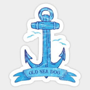 Vintage Old Sea Dog Weathered Blue Anchor Sticker